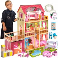Medinis lėlių namas su LED apšvietimu KINDERPLAY