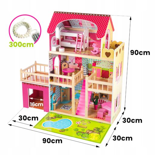 Medinis lėlių namas su LED apšvietimu KINDERPLAY - Image 2
