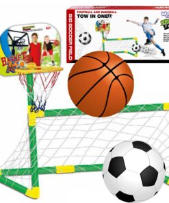 2in1 rinkinys krepšinio futbolo įvartis + kamuoliai