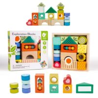 CLASSIC WORLD Medinės sensorinės kaladėlės MONTESSORI 14 vnt.
