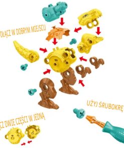 Dinozaurų surinkimo rinkinys 3 vnt statybinis rinkinys dėžutėje + grąžtas ir atsuktuvas