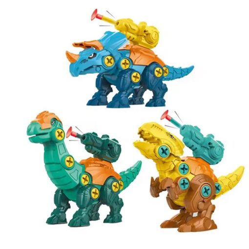 Dinozaurų surinkimo rinkinys 3 vnt statybinis rinkinys dėžutėje + grąžtas ir atsuktuvas