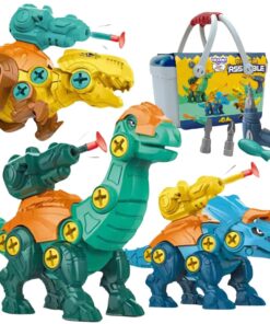 Dinozaurų surinkimo rinkinys 3 vnt statybinis rinkinys dėžutėje + grąžtas ir atsuktuvas
