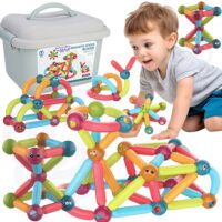 Magnetinės konstrukcijos Statybiniai blokai Mokomieji 76 vnt.