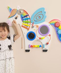VIGA medinė manipuliacinė sensorinė lenta su vienaragio FSC Montessori sertifikatu