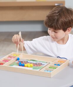 Medinių kamuoliukų žaidimas pagauk ir sužaisk Montessori galvosūkį