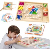 Medinių kamuoliukų žaidimas pagauk ir sužaisk Montessori galvosūkį