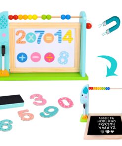 TOOKY TOY didelė medinė dvipusė magnetinė + kreidinė lenta