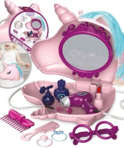 Tualetinis staliukas mergaitėms 2in1 Grožio salonas Unicorn krepšyje