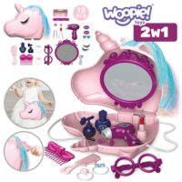 Tualetinis staliukas mergaitėms 2in1 Grožio salonas Unicorn krepšyje