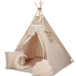 TIPI WIGWAM palapinė su kilimėliu + 5 jaukios pagalvės