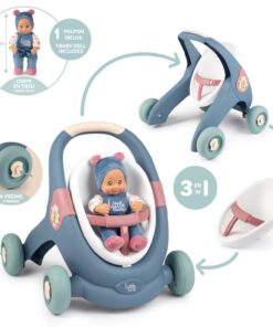 SMOBY Little Walker Pusher 3in1 vežimėlis kūdikiui + lėlė