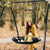 AXI Didelės Patvarios Sodo Sūpynės Vaikams gandro Lizdas