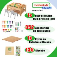 MASTERKIDZ medinis edukacinis stalas + STEM sienos priedai + 135 kaladėlės