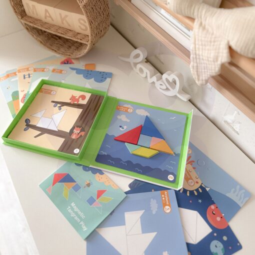 TOOKY TOY Tangram dėlionė Dėlionė vaikams Lavinimosi figūros Figūrėlės Formos 18 vnt.