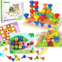 TOOKY TOY daugiafunkcinė lenta su spalvotais varžtais