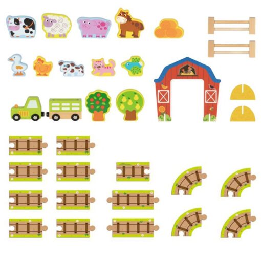 TOOKY TOY medinės fermos lagamine figūrėlės