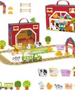 TOOKY TOY medinės fermos lagamine figūrėlės