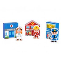 TOOKY TOY medinis pastatų ir figūrėlių rinkinys „Miestas“