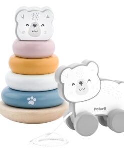 VIGA PolarB Baltojo lokio rinkinys medinė piramidė + traukiamas baltasis lokys