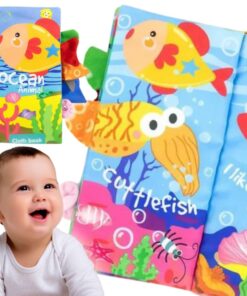 WOOPIE BABY Čerškiančių audinių knyga su jūros gyvūnų uodegomis