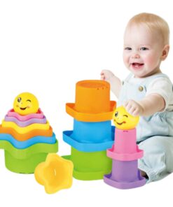 WOOPIE BABY Piramidės formos sensoriniai puodeliai su žvaigždutėmis ir kamuoliuku