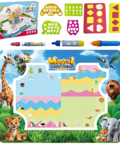 WOOPIE akvarelinių piešinių kilimėlis „Safari“ – raidės ir skaičiai