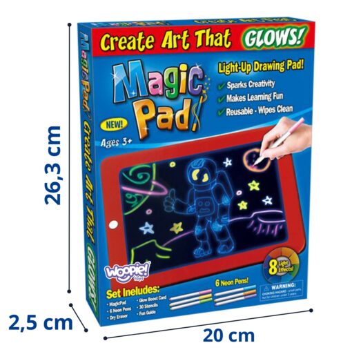 WOOPIE magiškos grafikos piešimo planšetė neoninėmis spalvomis
