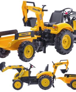 FALK KOMATSU pedalinis traktorius-ekskavatorius-kaušas-priekaba