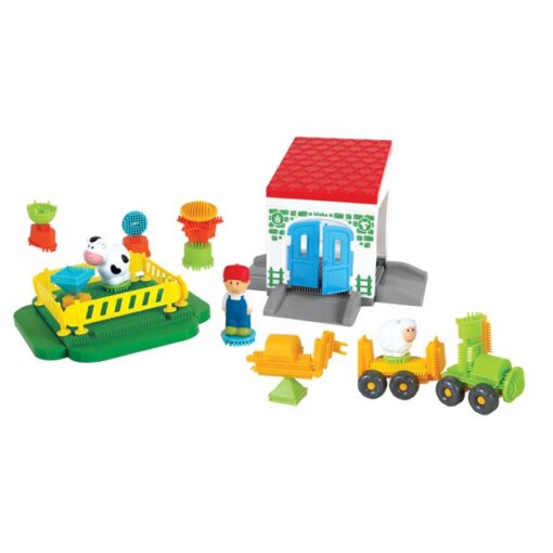 MOCHTOYS Plytos Ežiai Smeigtukai Plytos FARMA dėžutėje 100 vnt. + 3 paveikslai