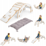 Montessori supamoji kėdė (kopėtėlės/čiuožykla/stalas), 5in1, su pagalvėle