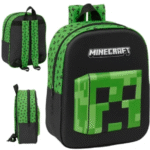 Vaikiška mokyklinė kuprinė su 3D spauda minecraft creeper