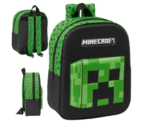 Vaikiška mokyklinė kuprinė su 3D spauda minecraft creeper