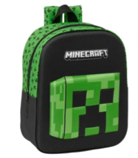 Vaikiška mokyklinė kuprinė su 3D spauda minecraft creeper - Image 2