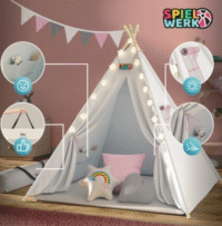 Vaikų palapinė Tipi wigwam su iglo pagalvėmis - Image 4