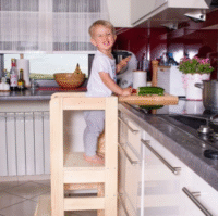 Virtuvės pagalbininkas, medinė platforma vaiko pagalbai virtuvei - Image 4