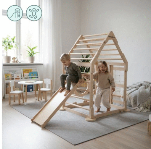 Medinis namas su kopėčiomis ir čiuožykla – žaidimų aikštelė namams - Image 4