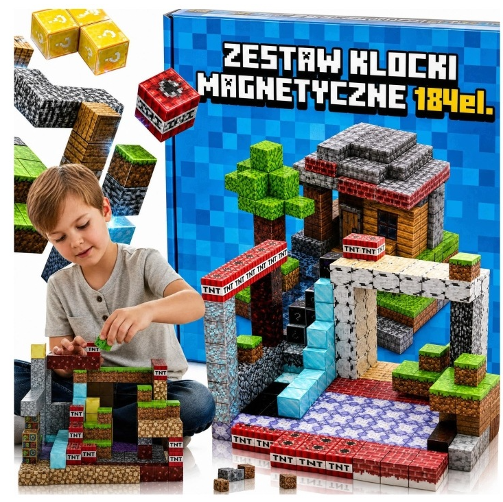 Magnetinės minecraft kaladėlės 184vnt