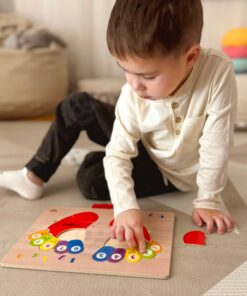 TOOKY TOY Edukacinis medinis dėlionės žaidimas „Pėda“ su skaičiavimo ir spalvų mokymusi