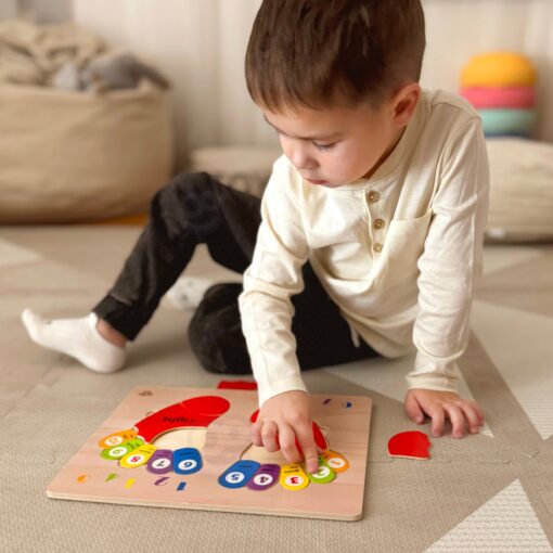 TOOKY TOY Edukacinis medinis dėlionės žaidimas „Pėda“ su skaičiavimo ir spalvų mokymusi
