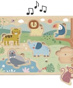 TOOKY TOY Interaktyvi medinė dėlionė – gyvūnai