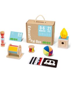TOOKY TOY Žaislu dėžutė XXL Montessori dėžutė Edukacinė 6in1 Sensorinė 0-6 mėn.
