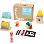 TOOKY TOY Žaislu dėžutė XXL Montessori dėžutė Edukacinė 6in1 Sensorinė 0-6 mėn.