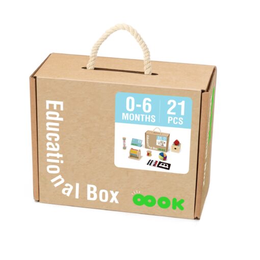 TOOKY TOY Žaislu dėžutė XXL Montessori dėžutė Edukacinė 6in1 Sensorinė 0-6 mėn.