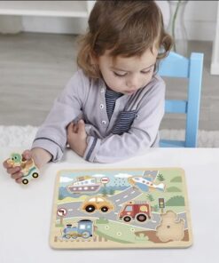 TOOKY TOY medinė interaktyvidėlionė – automobiliai