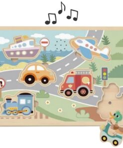 TOOKY TOY medinė interaktyvidėlionė – automobiliai