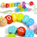 TOOKY TOY mediniai siūlo vėrimo kaladėlės vikšrui