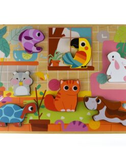 TOOKY TOY medinis Montessori dėlionės gyvūnams