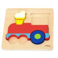 VIGA medinis Montessori mokomasis galvosūkių traukinys
