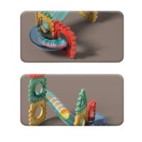 WOOPIE 3D statybinių trinkelių mokomasis rinkinys Kulodrom vaflinis rutulinis takelis 128el.